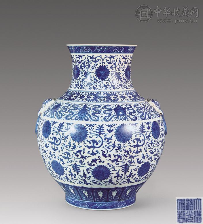 清光绪 青花缠枝莲纹铺首尊