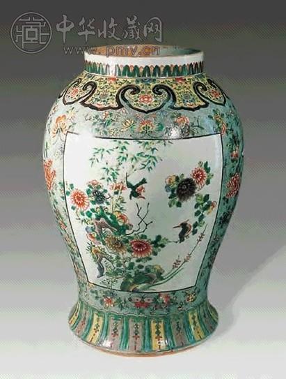清光绪 仿康彩花鸟大罐(2件)