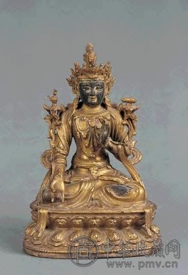 明 铜鎏金观音坐像