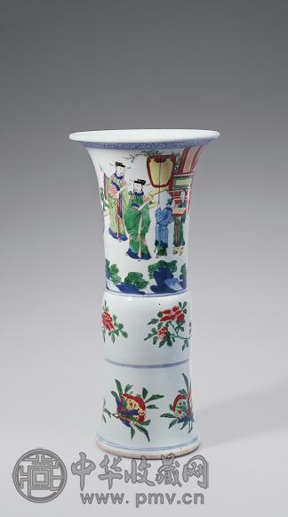 清康熙 五彩人物图花觚