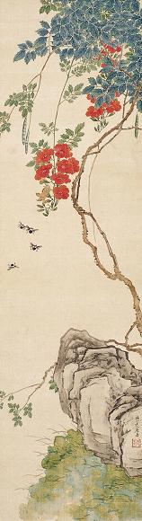 居廉 花卉 立轴 设色纸本