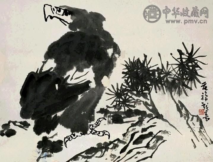 李苦禅 松鹰图 镜心 纸本水墨