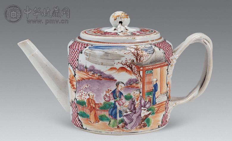 清 粉彩人物故事纹茶壶