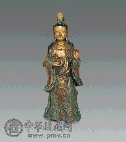 清乾隆 瓷塑古铜彩观音立像
