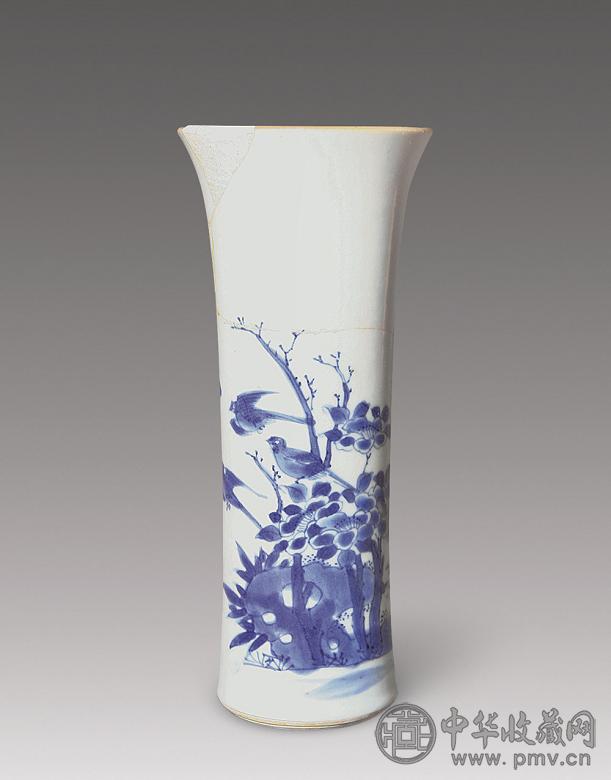 明崇祯 青花花鸟纹小花觚