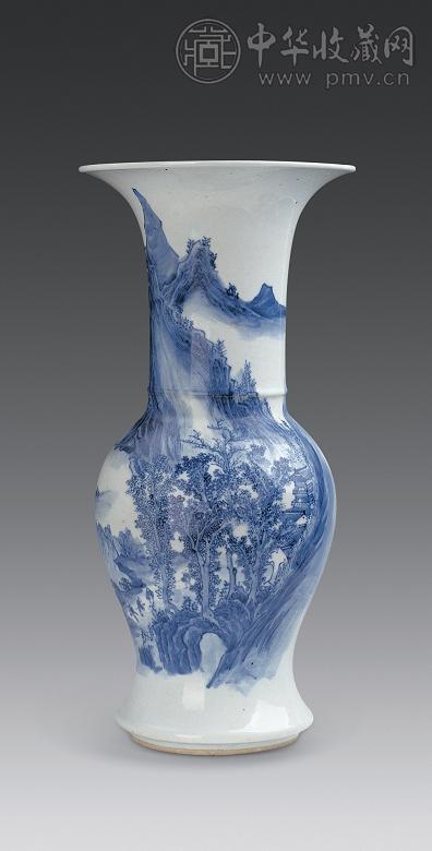 清光绪 青花山水纹凤尾尊