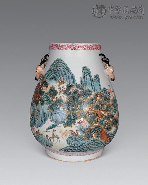 清光绪 粉彩百鹿尊