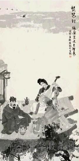 傅小石 戊午(1978)年作 琵琶行 立轴 水墨纸本