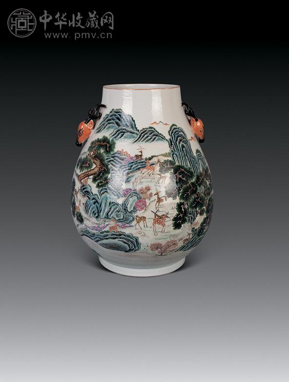 清光绪 粉彩百鹿尊