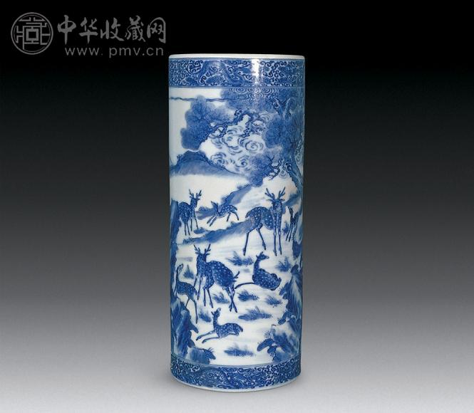 清咸丰 青花松鹿帽筒