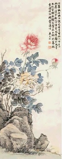 陆恢 玉堂富贵 立轴 设色纸本