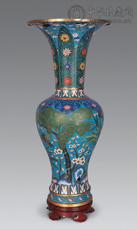 清 景泰蓝松竹梅花觚