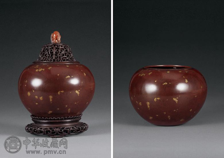 清乾隆 袁枚手铸铜洒金钵式炉