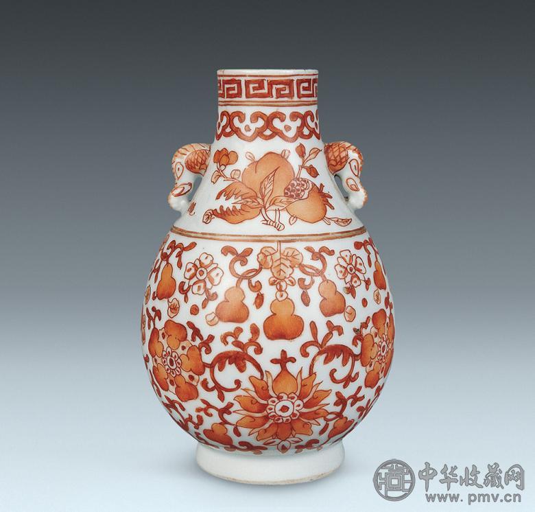 民国 矾红鹿头尊