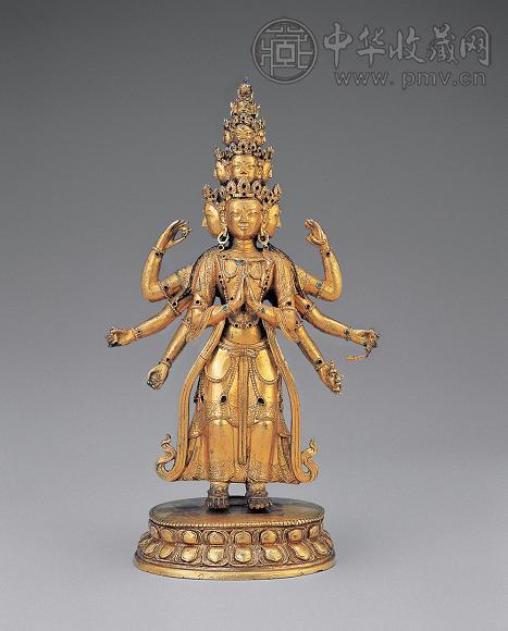 明 铜鎏金八臂十一面观音菩萨