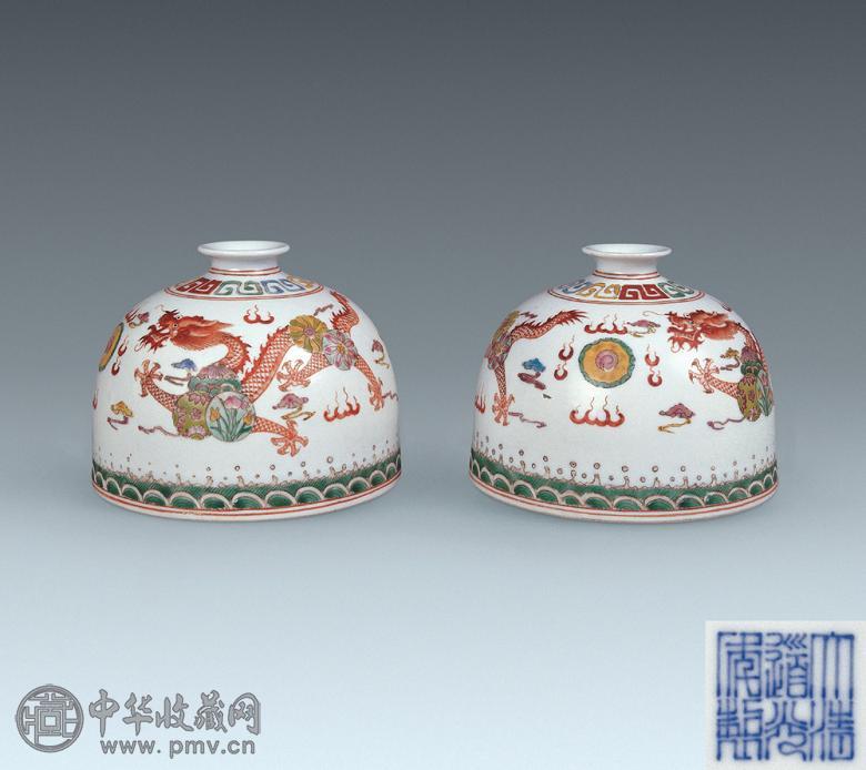 清 粉彩二龙戏珠纹太白尊(1对)