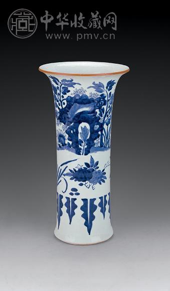 清早期 青花花鸟纹觚