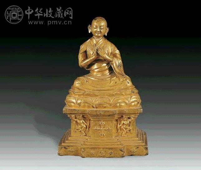 明 铜鎏金祖师像