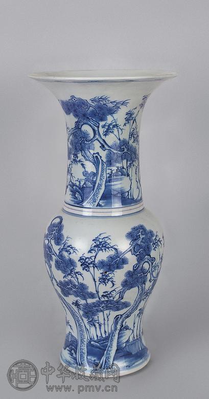 清康熙 青花松竹梅纹凤尾尊