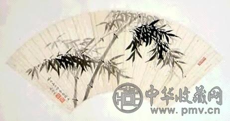 吴湖帆 墨竹 扇面 水墨纸本