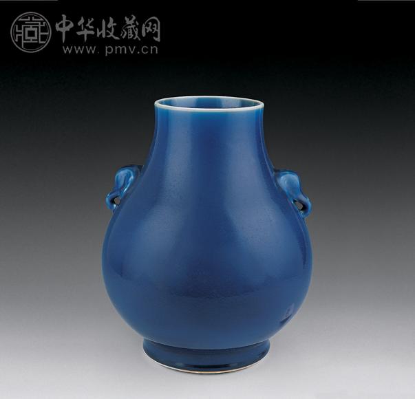 清光绪 蓝釉象耳鹿头尊