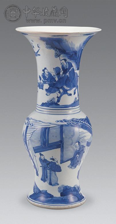 清康熙 青花人物故事纹凤尾尊