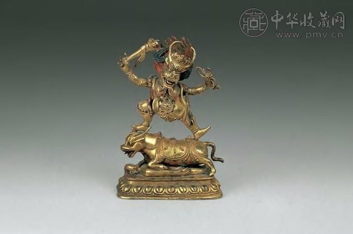 清 铜鎏金护法像