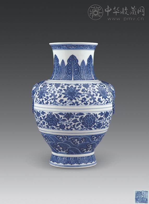 清乾隆 青花铺首尊