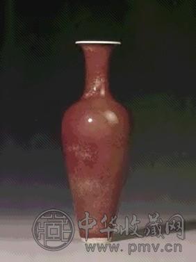 清康熙 豇豆红釉柳叶尊