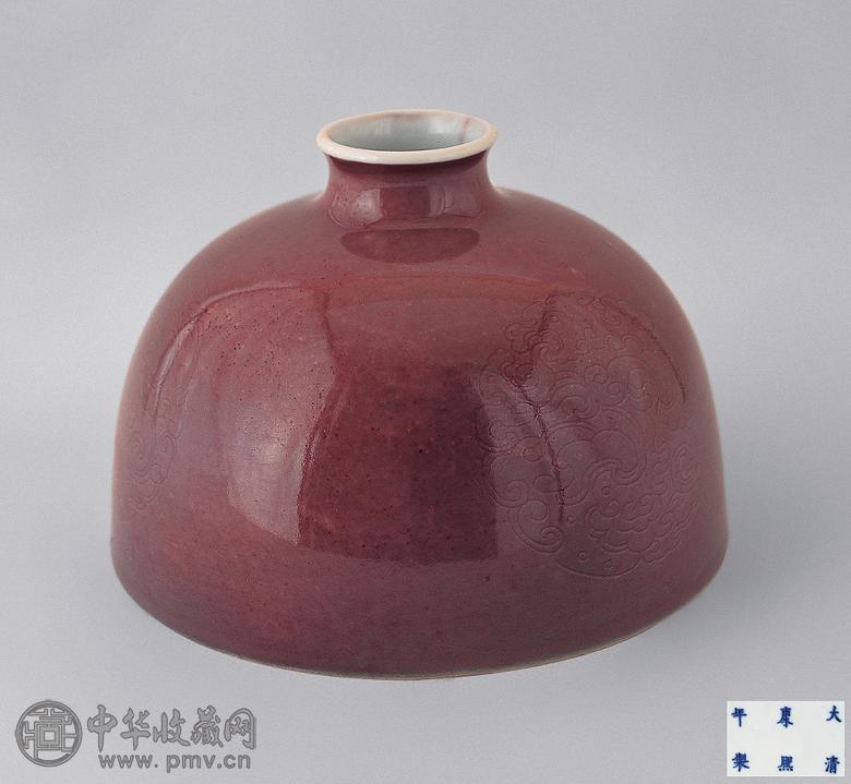 清 豇豆红釉刻团龙纹太白尊