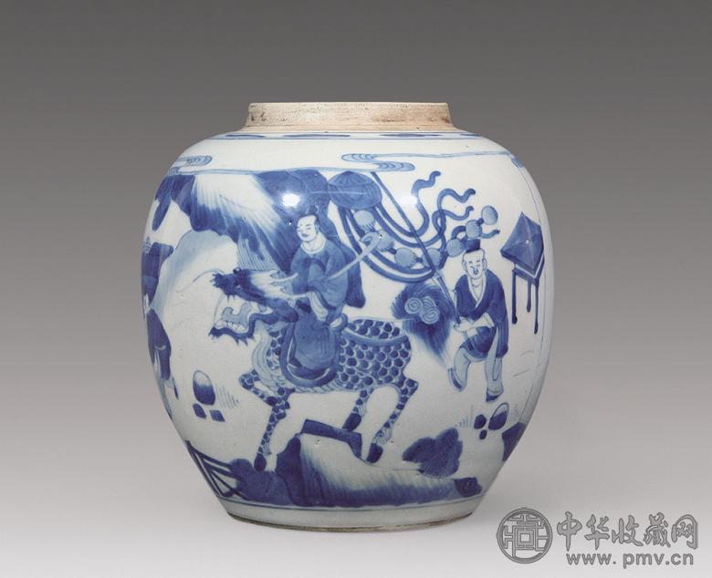清康熙 青花婴戏纹罐