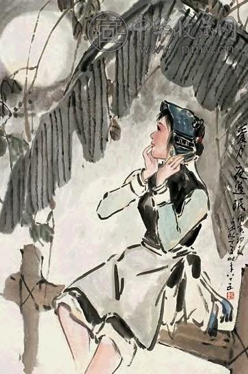 宋吟可 爱月夜迟眠 立轴 设色纸本