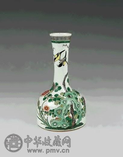 清光绪 五彩花鸟摇铃尊