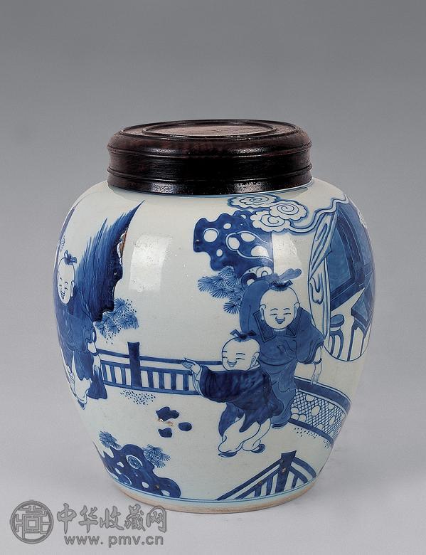 清康熙青花婴戏纹罐