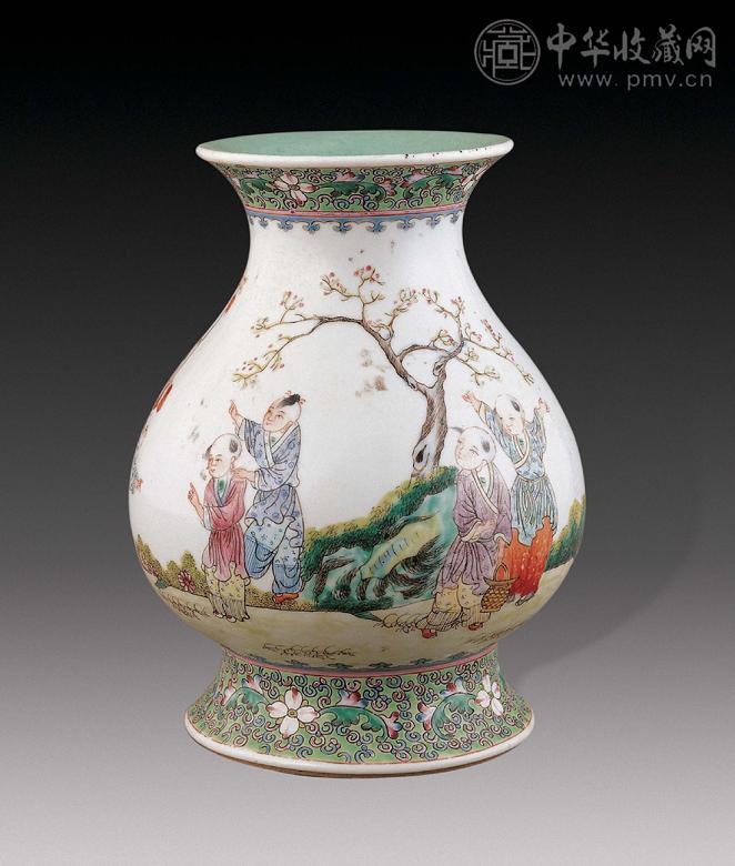 民国 粉彩婴戏小尊