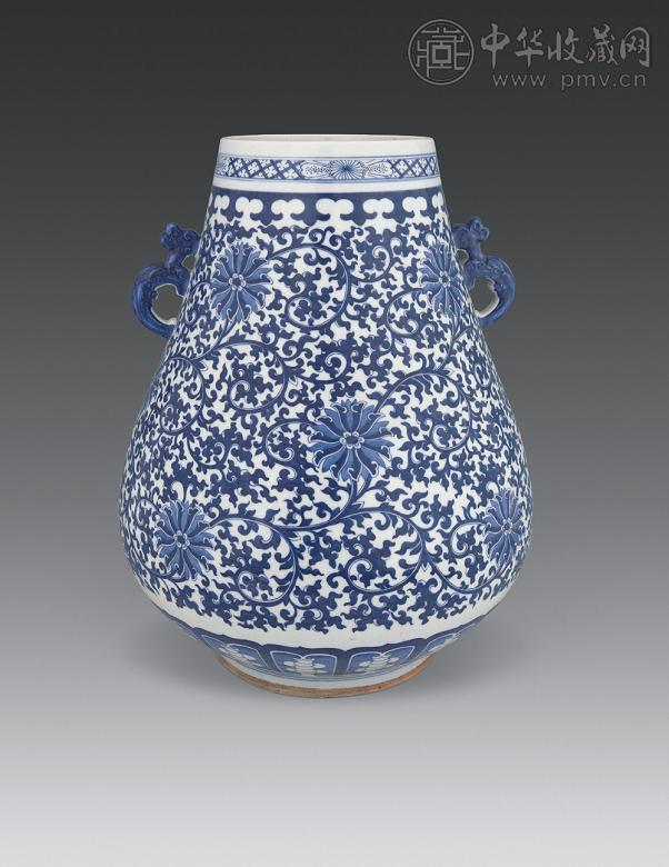 清 青花缠枝莲双耳尊