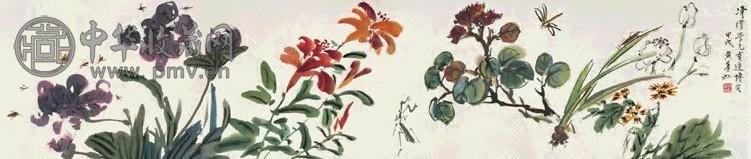 黄宾虹 花卉 手卷 设色纸本