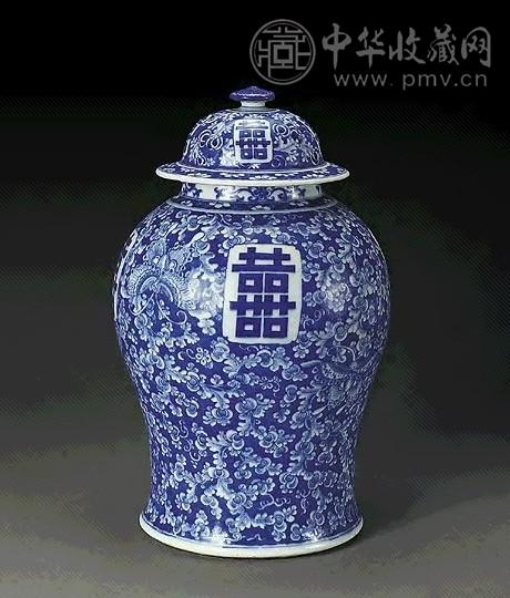清嘉庆青花缠枝花喜字纹将军罐收藏资讯|艺术家|书画家|书画名人|书法家