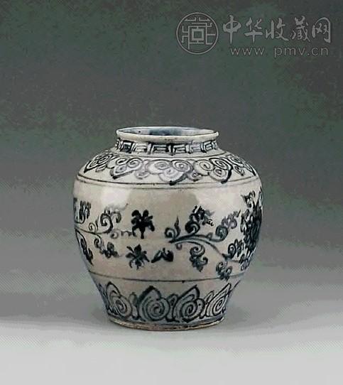 明中 青花缠枝纹花卉罐