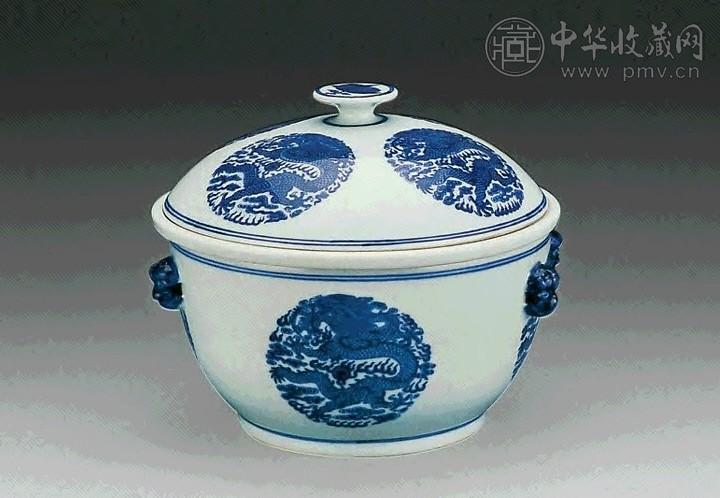 光绪 青花团龙纹粥罐(3件套)