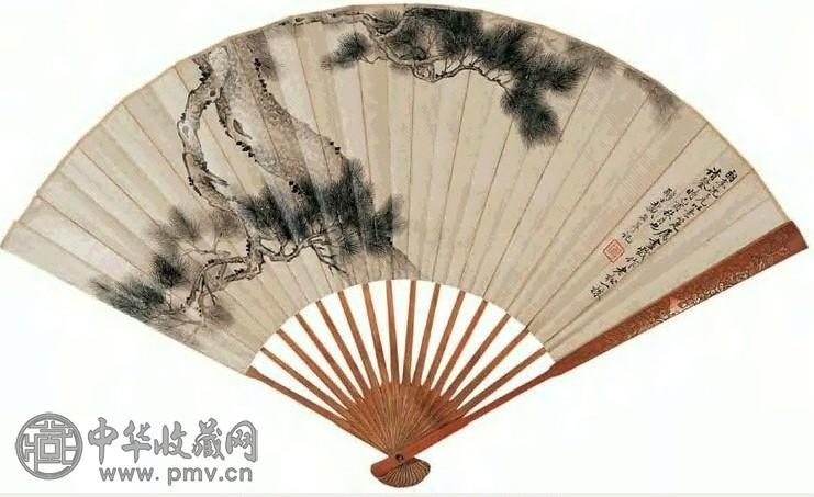 戴熙 墨松成扇 成扇 设色纸本