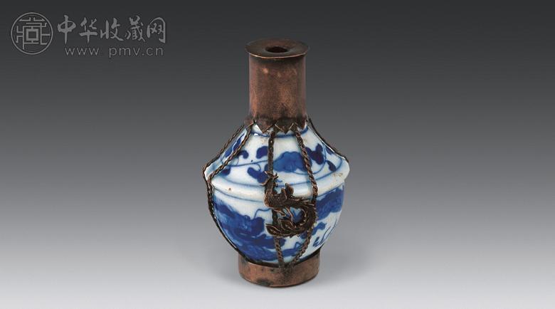 清代 青花套龙凤纹小瓶
