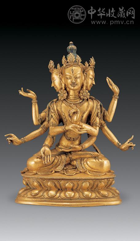 清中期 铜鎏金八臂观音