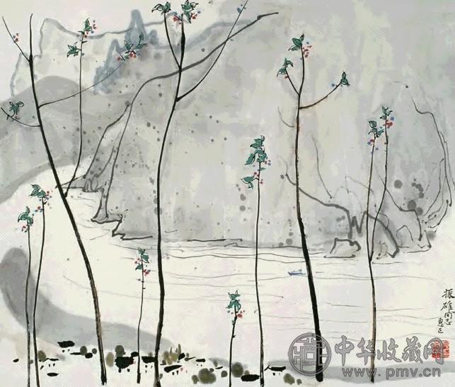 吴冠中 山水 立轴 设色纸本