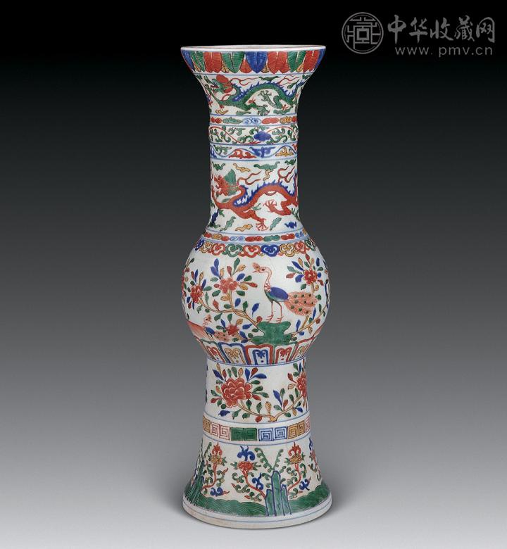 青花五彩龙凤纹花觚