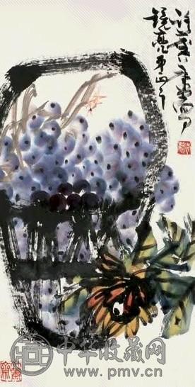 许麟庐 花卉 立轴 设色纸本
