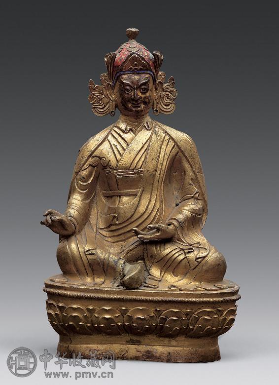 清代 铜鎏金莲花生佛像