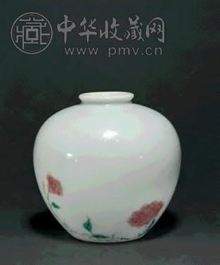 清康熙 釉里红加彩花卉纹水盂