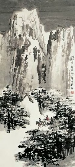 刘仑 近现代 踏雪图 镜心