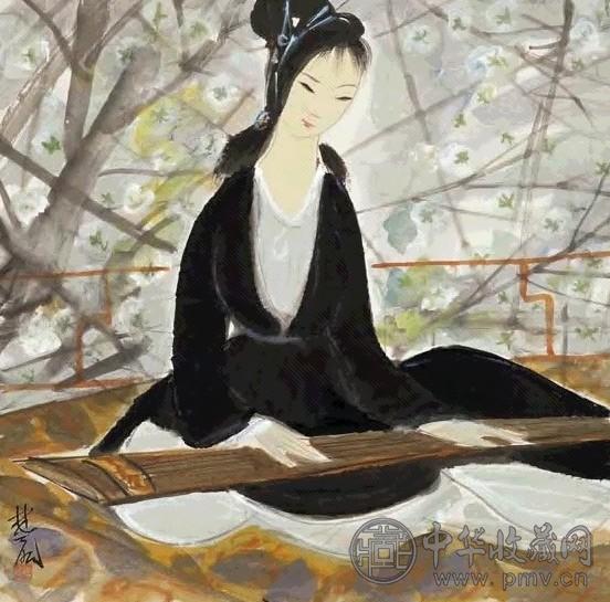 林风眠 抚琴仕女 镜心